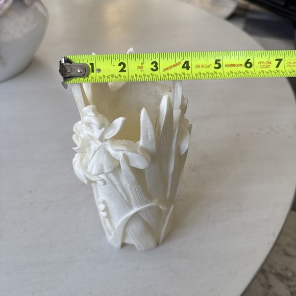 VTG Hand-Carved Soapstone Hurricane Candle Artisan Floral Motif - Picture 7 of 7